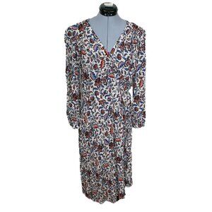 Velvet Graham & Spencer Small Wrap Dress Midi Long Sleeve Paisley Boho Fall
